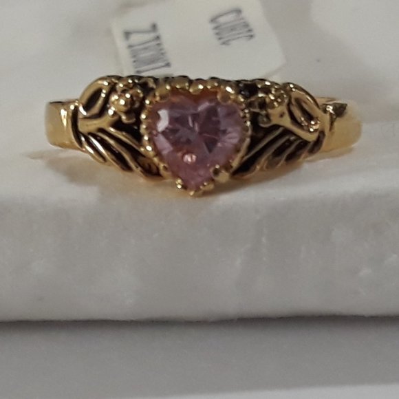 Ring  HEART PINK Sapphire My Loving Heart 18K HGE RSC COVENANT - Picture 4 of 14